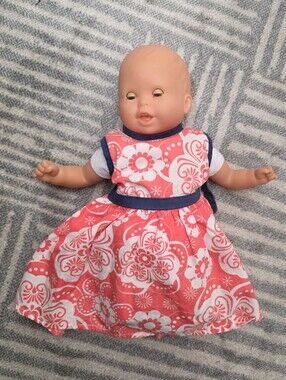 Corolle Baby Doll 12” Floral Dress Pink White Soft Body Doll Coral Pink Outfit